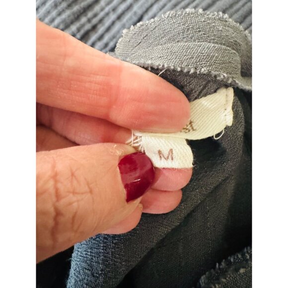 Wishlist Gray Guaze Ruffle Slv Blouse Womens M Keyhole Back Lagenlook Minimalist - Picture 6 of 9